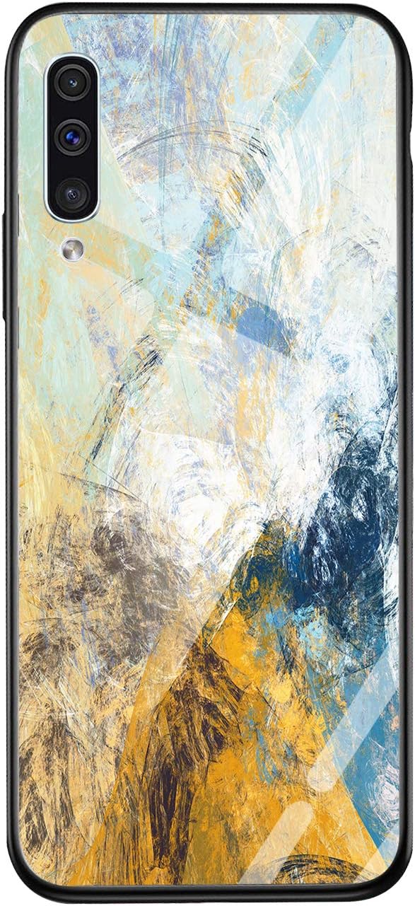 MATOP Compatible with Samsung Galaxy A70 / A70S Case,Slim Thin Marble Autumn Pattern Design Anti-Yellow 9H Tempered Glass Back Cover with Soft TPU Silicone Bumper Protective Case -Painting