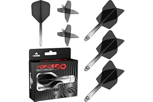 Mission Darts Force 90 | Integrated Precision Moulded Dart Flight and Shaft System, Pack of 3 Professional Durable Combined Dart Flights and Stems | Standard No.6 (Black Gradient, Medium).