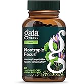 Gaia Herbs Nootropic Focus - Brain & Cognitive Support Supplement to Help Maintain Healthy Concentration* - with Saffron, Lemon Balm & Spearmint - 40 Liquid Phyto-Capsules (20 Servings)