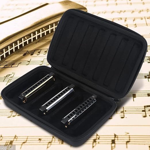 Harmonica Cases Storage Case PU Leather Black Harmonica Zippered