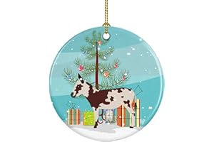 Caroline's Treasures American Spotted Donkey Christmas Ceramic Ornament, Teal Christmas Tree Hanging Decorations for Home Christmas Holiday, Party, Gift, 3 in, Multicolor