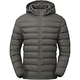Gopune Men's Lightweight Puffer Jacket Detachable Hooded Water Resistant Puffy Winter Down Jackets for Snow Ski Travel