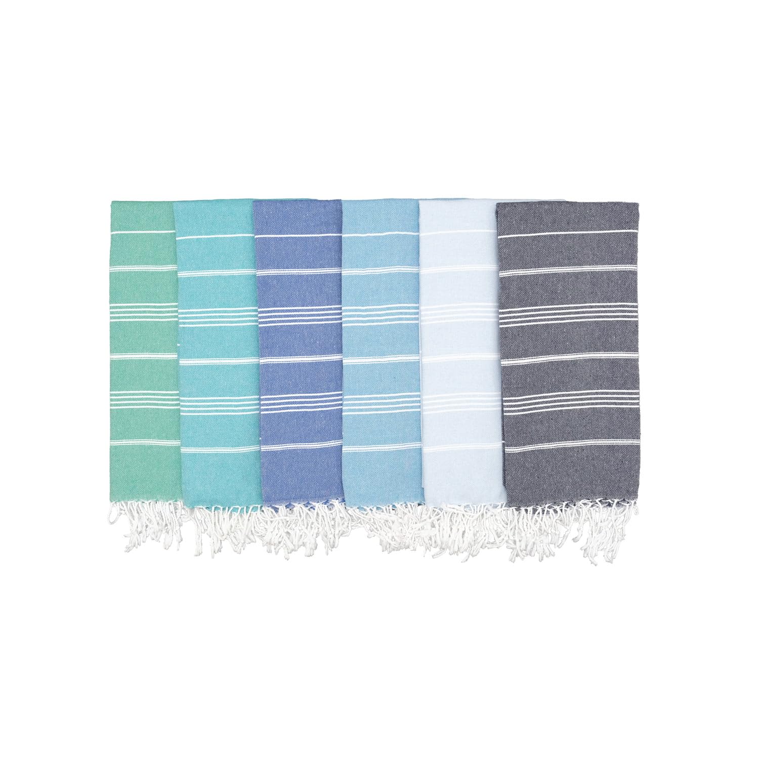Photo 1 of (used/fair) PADISHAHHOME Oversized Turkish Beach Towel 38’’x71’’ - Set of 6 | 100% Turkish Cotton Lightweight Sand Free Quick Dry Pool Towels | Extra Large Bath Towels for Adults Beach Blanket Essentials