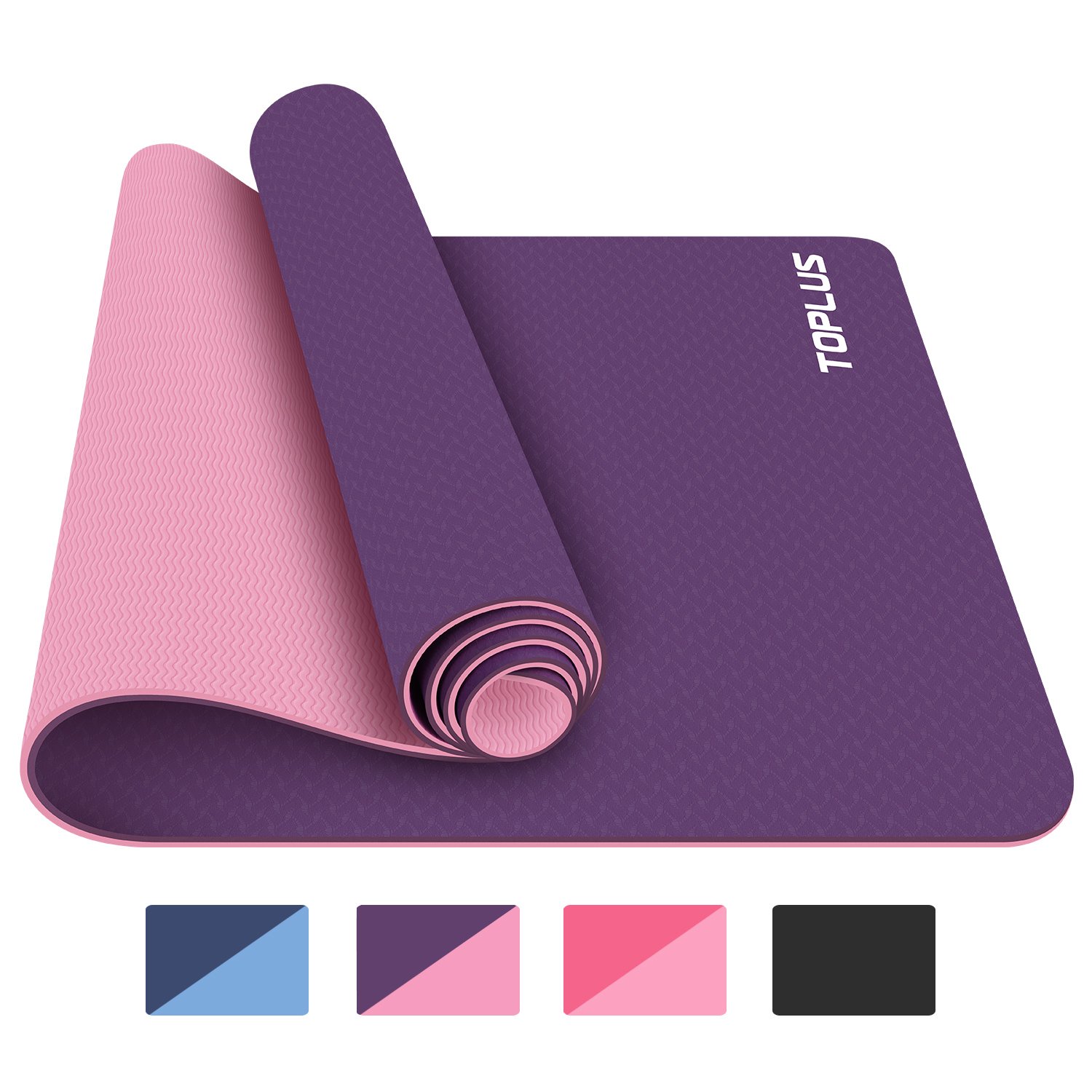 Premium TPE Yoga Mat with Carrying Strap 6mm Fitness Exercise TOPLUS