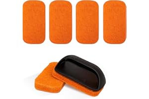 AEIMIAIDE 6-Piece Griddle Cleaning Kit for Blackstone, Flat Top Grills, Hibachi Surfaces - 5 Scouring Pads, 1 Plastic Handle 