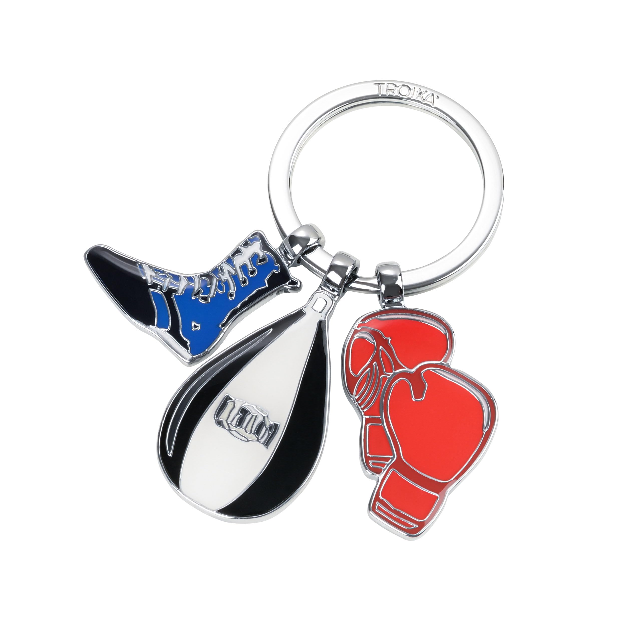 Troika Keyring Punching Bag Boxing Gloves and Shoe - BOXING - sporty keyring gym style, metal casting, genuine enamel - incl. keyring - chrome plated Original