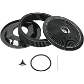 High Flow 14"x3" Round Air Cleaner filter Kit for Carburetor Black | Carburetor Air Filter Compatible with GMC Chevy Ford Chrysler Dodge V8 with Flow-Thru Lid Caburetor 5-1/8" Carb Neck