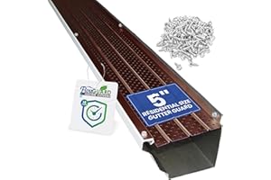 FlowGuard Premium 50-Year Gutter Cover System - Brown - 5 Inch Aluminum Gutter Guards, 102 Feet - by FlexxPoint