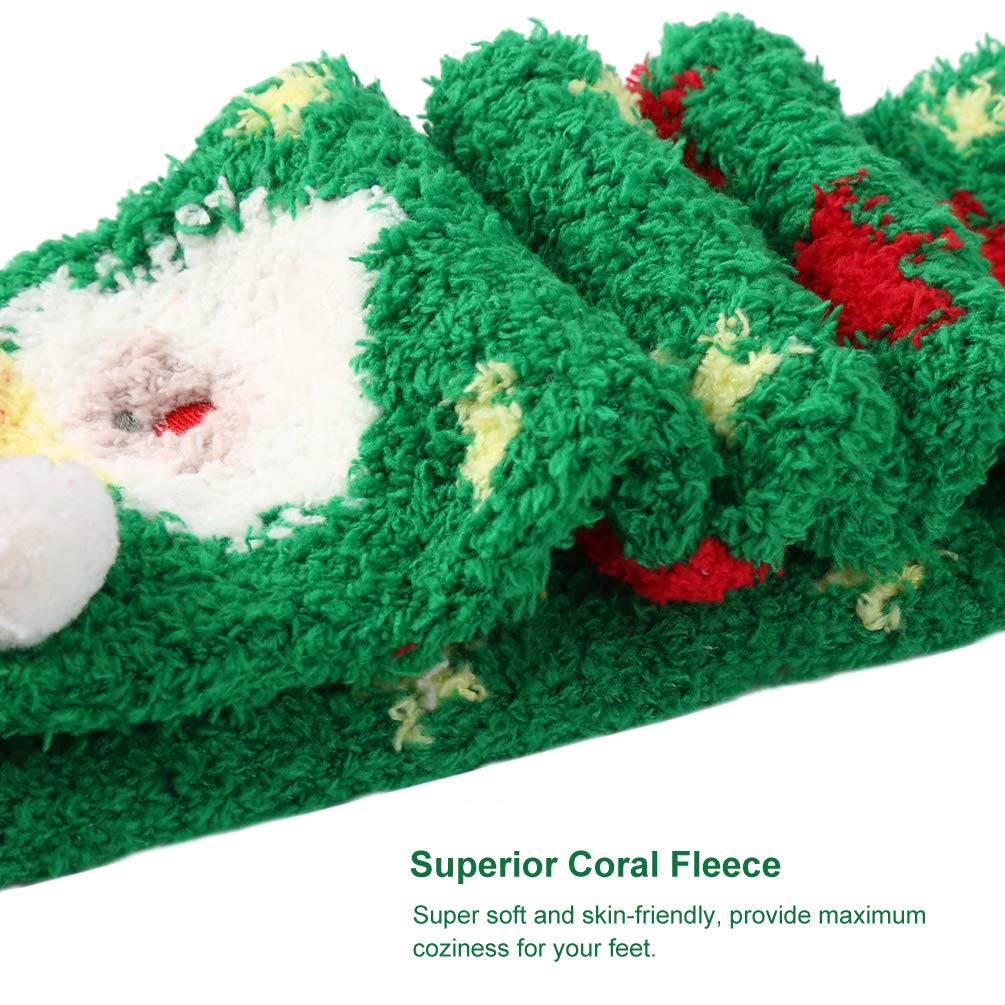 Vbiger Damen Kuschelsocken Warme Wintersocken Cute Cartoon Muster Hausschuhsocken Anti Rutsch Noppen Socken, 5 Paar