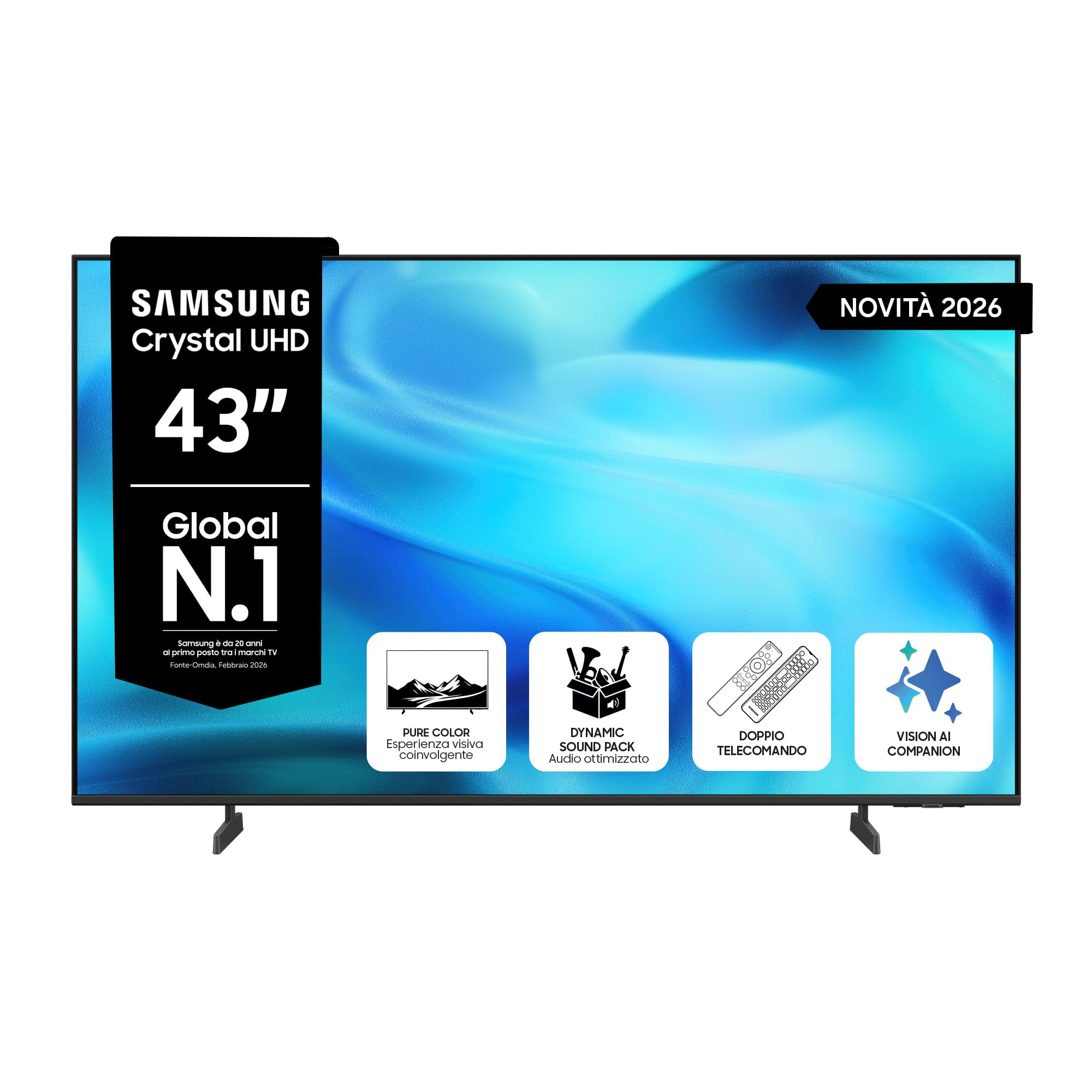 Samsung Smart TV 43" UE43U8090HUXZT Crystal UHD, Crystal 4K Processor, HDR10+, PurColor, Motion Xcelerator, Dynamic Sound Pack, Gaming Hub, TV Plus, Knox Security, Vision AI, 2026