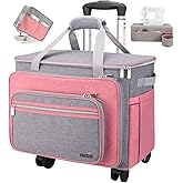 FINESUN Sewing Machine Case with Wheels, Detachable Rolling Sewing Machine Carrying Case on Wheels, Rolling Trolley Tote with Multi Storage Pockets for Most Standard Sewing Machine and Accessories