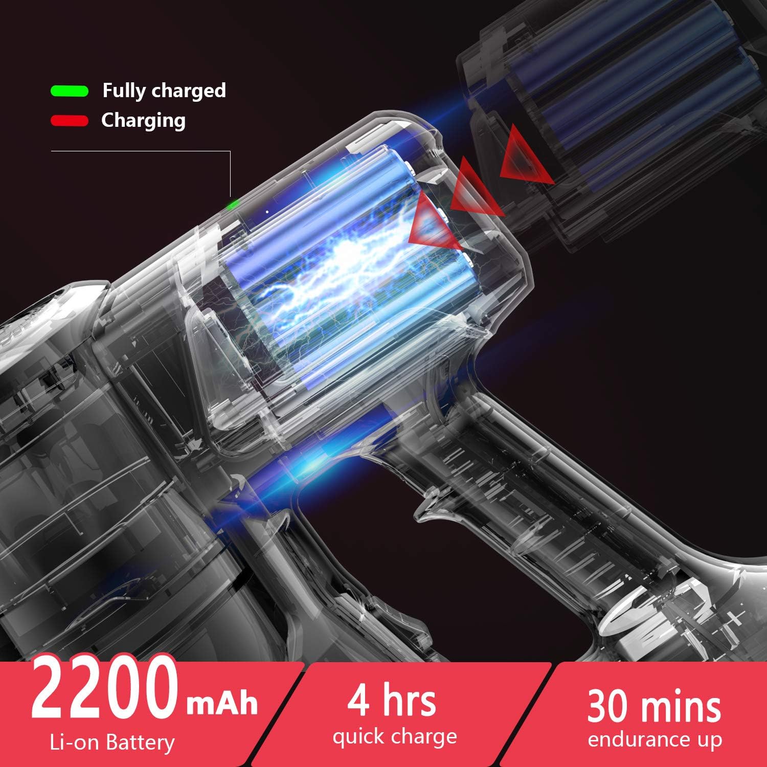 MOOSOO Cordless Vacuum Cleaner, 23Kpa Stick Handheld Vacuum with Brushless Motor Multi-attachments Detachable Battery Extension Wand Ultra-Quiet K17: Kitchen & Dining