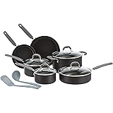 Amazon Basics Hard Anodized Non-Stick 12-Piece Cookware Set, Grey - Pots, Pans and Utensils