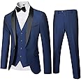 MY'S Mens 3-Piece Suit Shawl Lapel One Button Tuxedo Winter Fabric Slim Fit Dinner Jacket Vest Pants & Tie Set