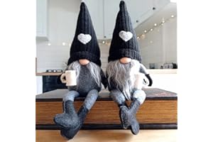 Maritown 2 Pack Black Coffee Gnomes Plush Doll,Coffee Table Coffee Bar Gnomes Handmade Swedish Tomte Gnome for Home Office Decor.…