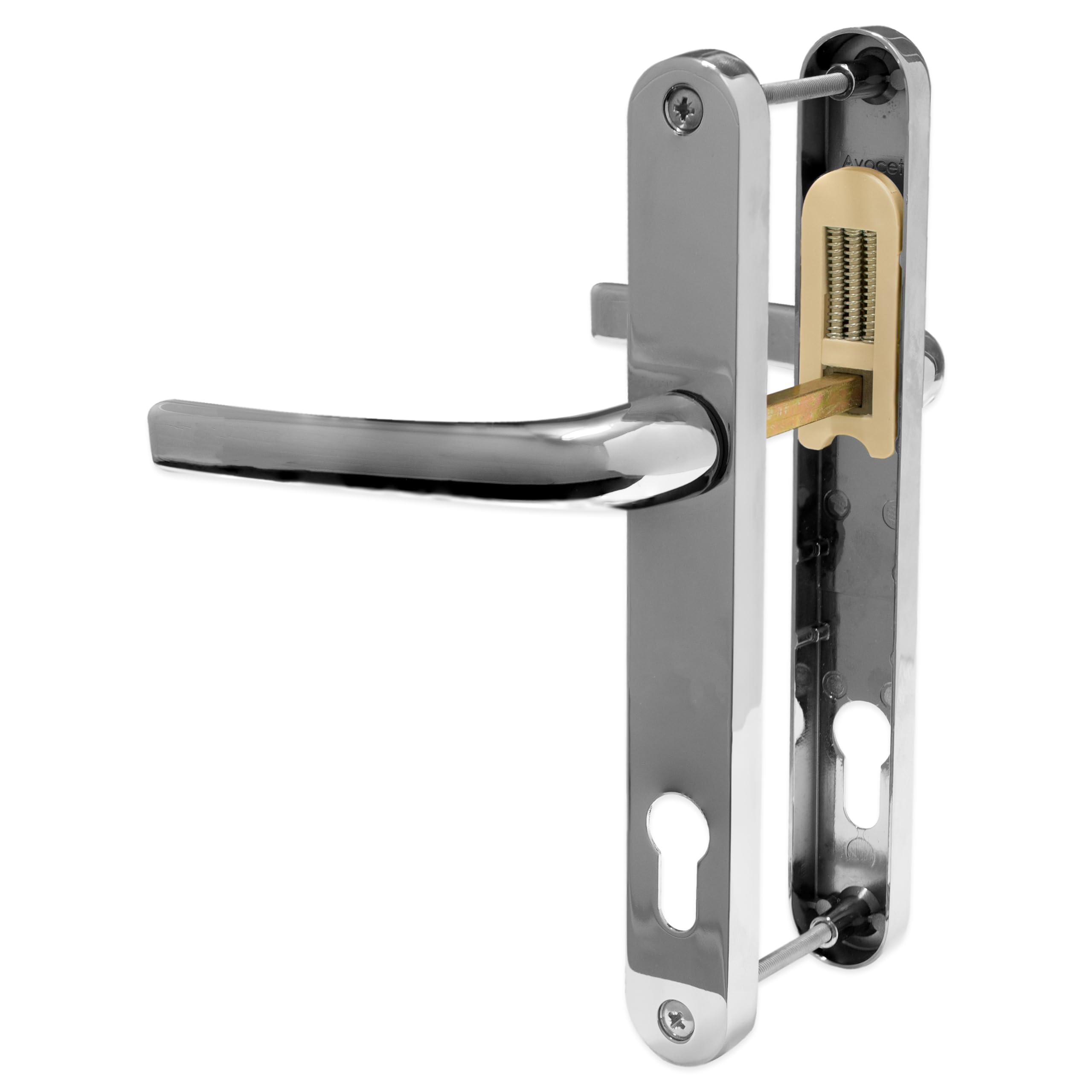 UPVC Door Handle Avocet Pioneer Sprung 92mm PZ Double Glazing Pair Set Patio PVC Chrome 215mm