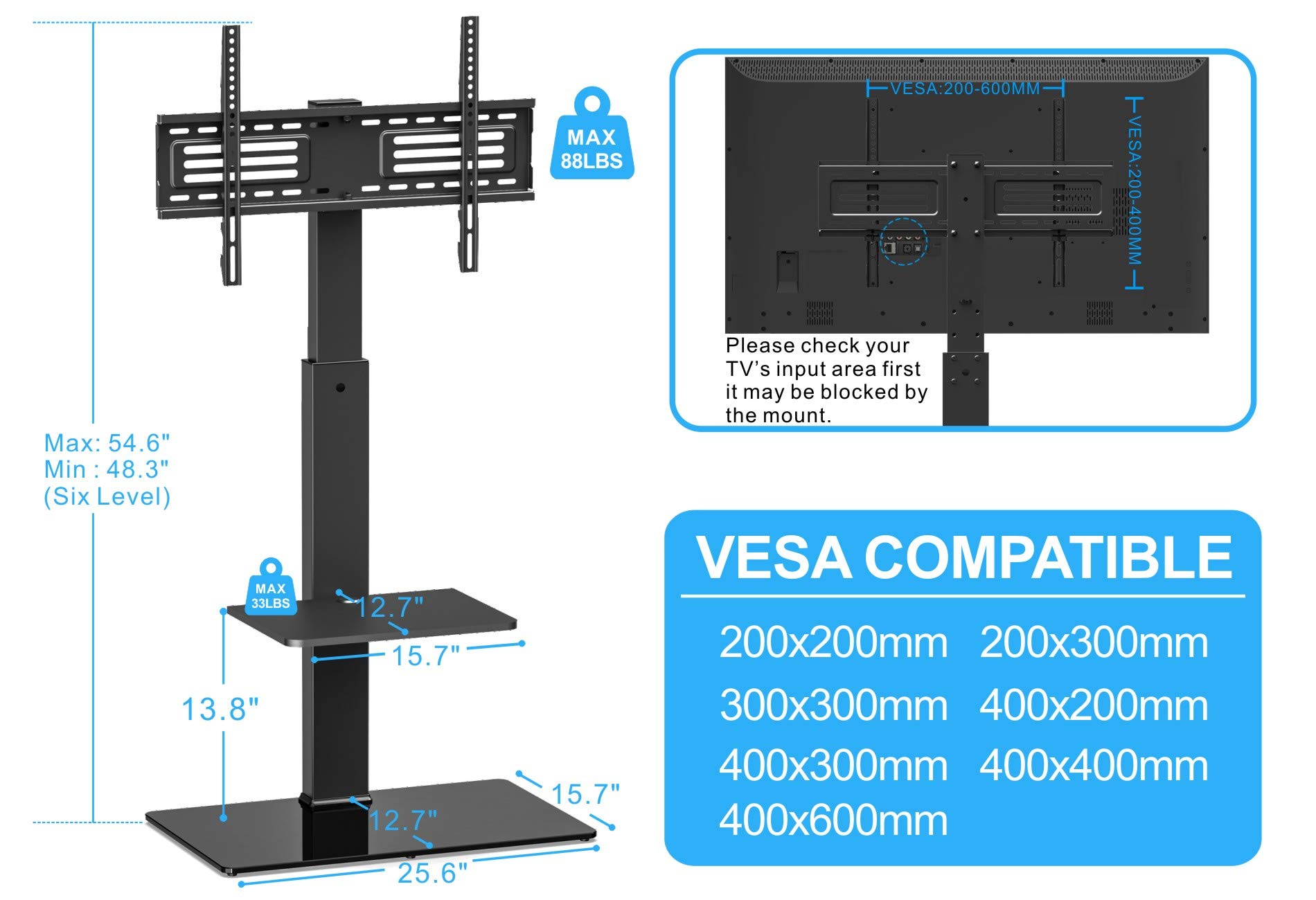 FITUEYES Swivel TV Stand with Mount for Most 3265inch Plasma LCD LED