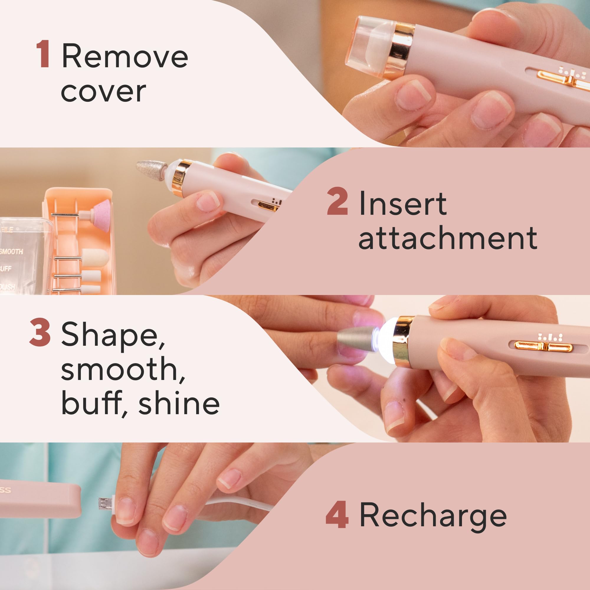 Finishing Touch Flawless Salon Nails Kit, Electronic Nail File and Full Manicure and Pedicure Tool - Image 8