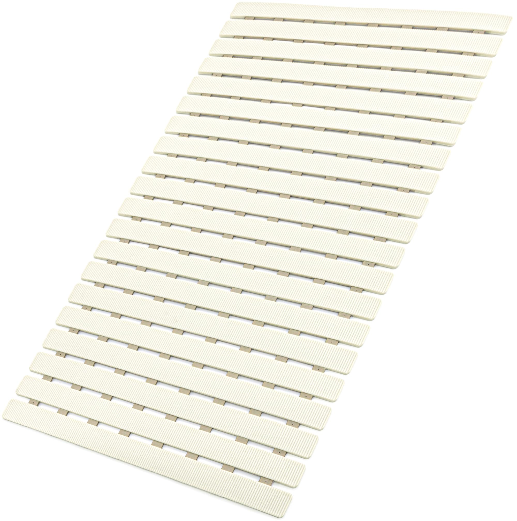 MBOSS Bath Tub Shower Mat Non Slip Bathtub Mats for Bathroom Shower Floor Mat Bath Mats for Shower Tub Anti Slip Shower Mat with Drain Hole and Large Suction Cups (Ivory White, 27.5 X 15.7 Inch)