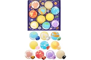 10 Pack Space Theme Bath Bombs for Kids with Rocks Toy Inside, Kids Bath Bombs Gift Set, Natural Child-Safe Fizzy Balls for B