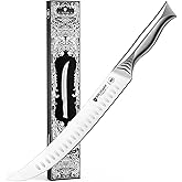 BRODARK Butcher Knife - 10" Curved Breaking Knife for Meat Cutting - High Carbon Stainless Steel, One Piece Design Scimitar Knives - NSF Certified, Shark Series