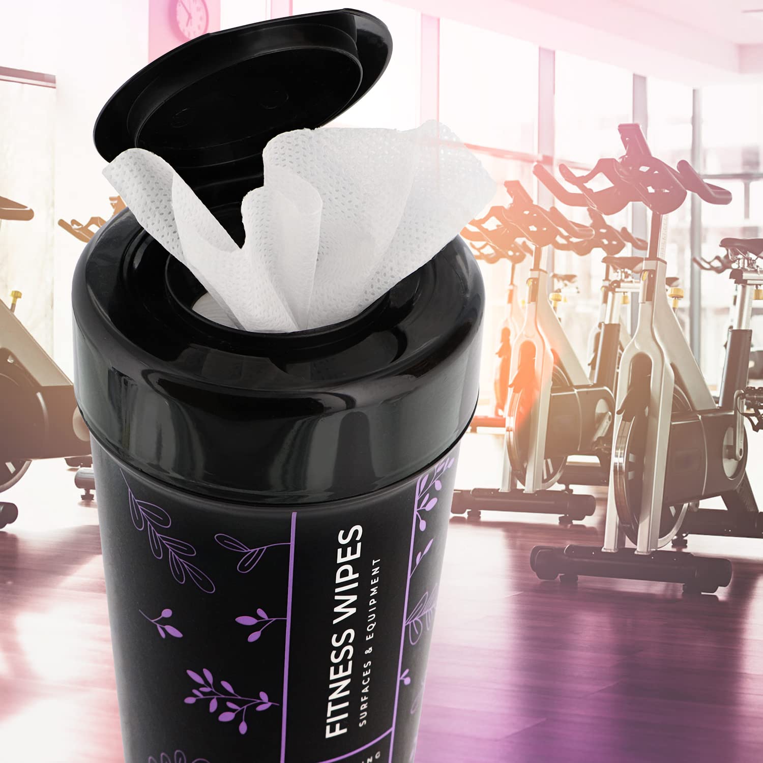 Wipex Yoga Mat Cleaner & Fitness Wipes - Natural Lavender & Vinegar Gym Equipment Cleaner - 75 Gym Wipes to Clean Yoga Mats, Spinning & Peloton Bikes, Weight Machines & Surfaces