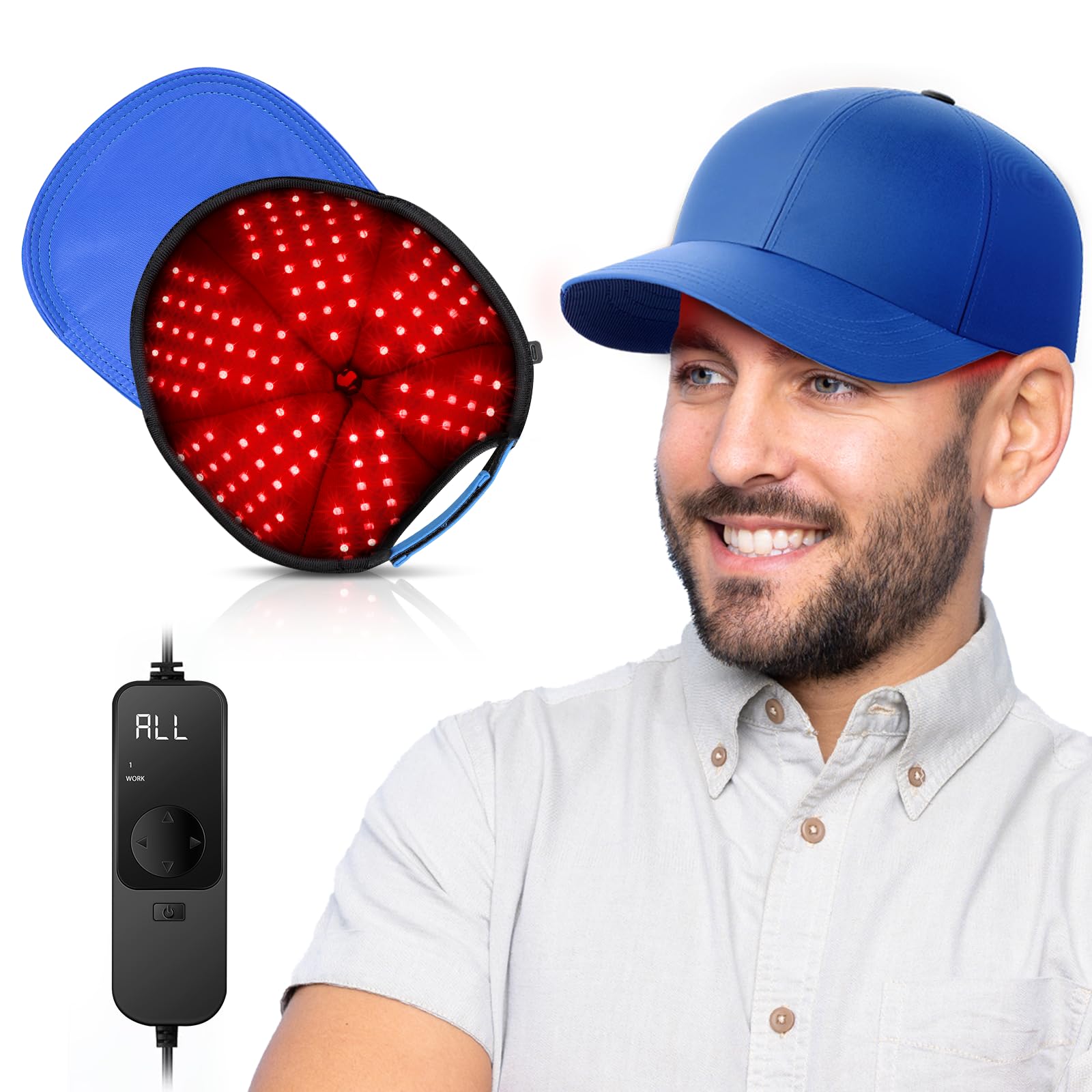 Photo 1 of Red Light Hair Growth Cap, Red Light Therapy for Head, Red Infrared Light Therapy 660nm & 850nm & 940nm wavelength with Timer & Controller