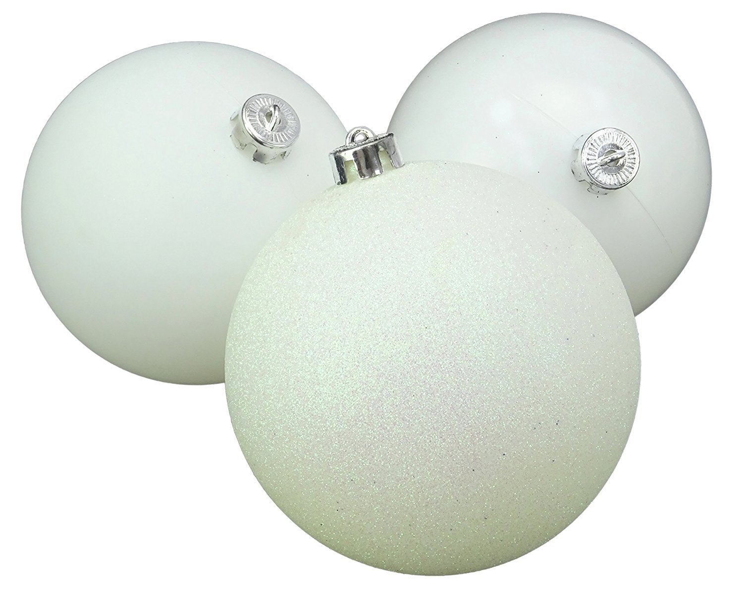 Christmas Concepts® 3-150mm (6") Extra Large Baubles - Shiny, Matte & Glitter Design - Christmas Decorations (White)