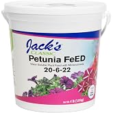 Jack's Classic 20-6-22 Petunia Feed Water-Soluble Fertilizer, 4lb | Powdered, Targeted Micronutrient Package, Promotes Lush Green Iron-Loving Plants and Annuals, Liquid Root &amp; Foliage Feeding