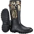 HISEA Upgraded Rain Boots for Men, Waterproof Insulated Rubber Neoprene Boots with Steel Shank, Durable Anti-Slip Outdoor Work Boots for Hunting Gardening Farming Fishing Mud Working, Adjustable Calf