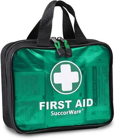 SuccorWare 200 Pieces First Aid Kit - Hospital Grade Medical Supplies Green