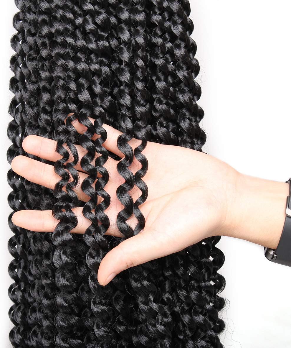 Xtrend 24 Inch Black Passion Twist Hair 44 Strands Water Wave Bohemian Crochet Braids Hair for Butterfly Locs Crochet Hair Long Passion Twist Synthetic Braiding Hair Extensions 1B# - Image 4