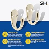 Select Hardware 2x Single Robe Coat Hooks Polished Brass Door Wall Mountable view 2