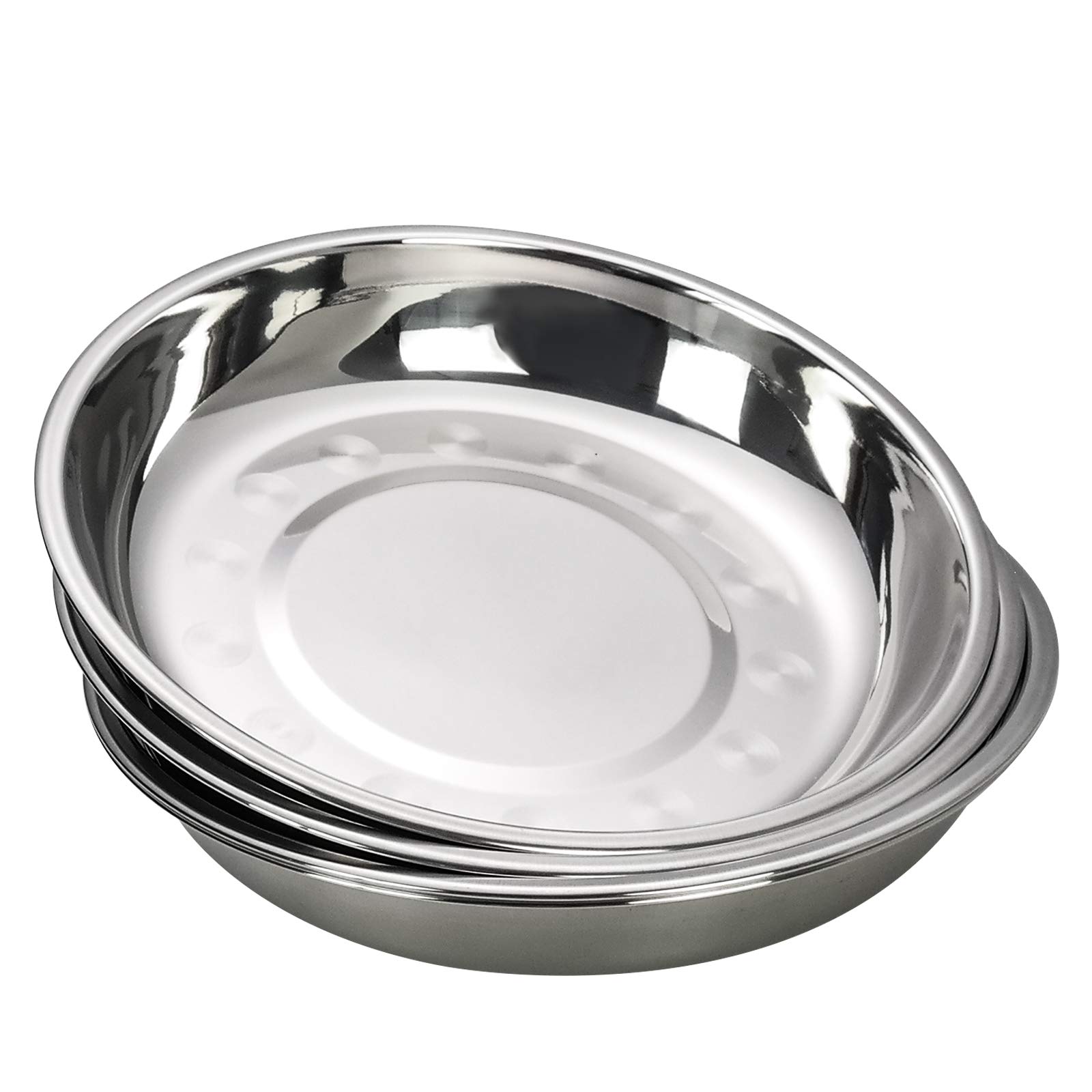 Dehouse Kitchen Dinner Plates, Stainless Steel Round Plates, 4-Pack