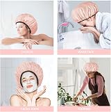 Aquior Shower Cap Extra Large for Women Three-Layer Waterproof Silk Satin view 6