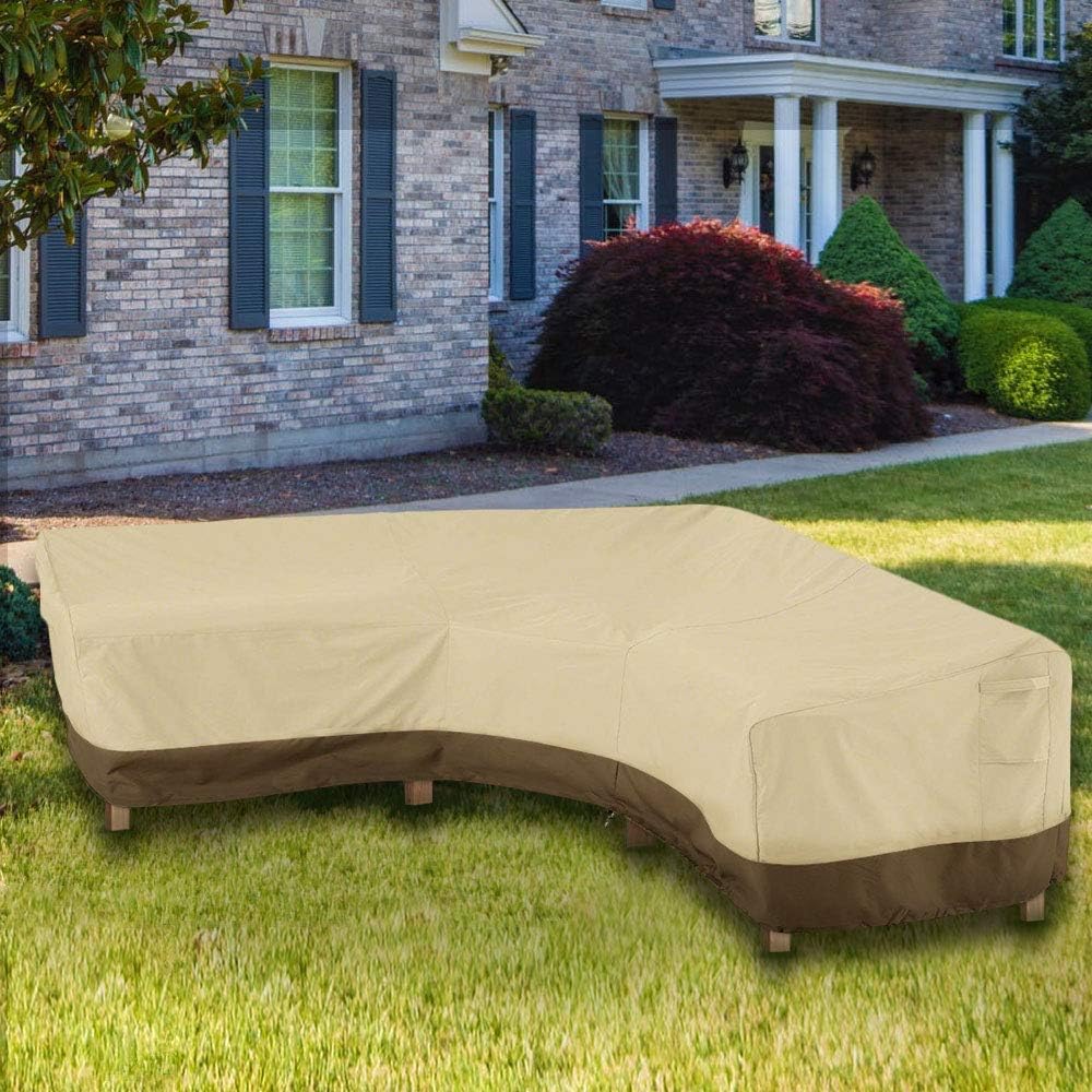 Bullstar Patio Sectional Furniture Cover 420d V Shaped Outdoor Sofa Cover Waterproof Garden Couch Protector V Shaped Medium Patio Lawn Garden Patio Furniture Covers