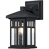 Westinghouse 6120800 Burnham Craftsman-Style One Light Outdoor Wall Fixture, Textured Black Finish, Clear Seeded Glass