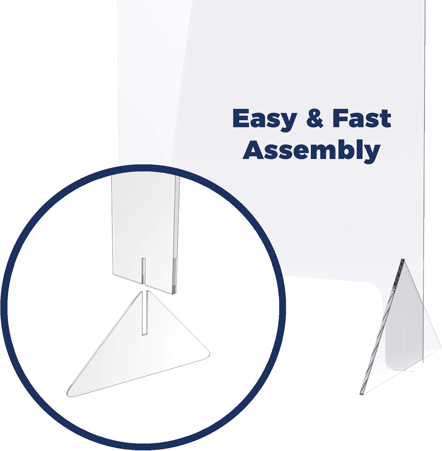 No Cutout 24"W x 16"H Sneeze Guard for Counter and Desk, Freestanding Clear Acrylic Shield, plexiglass Shield: Home Improvement