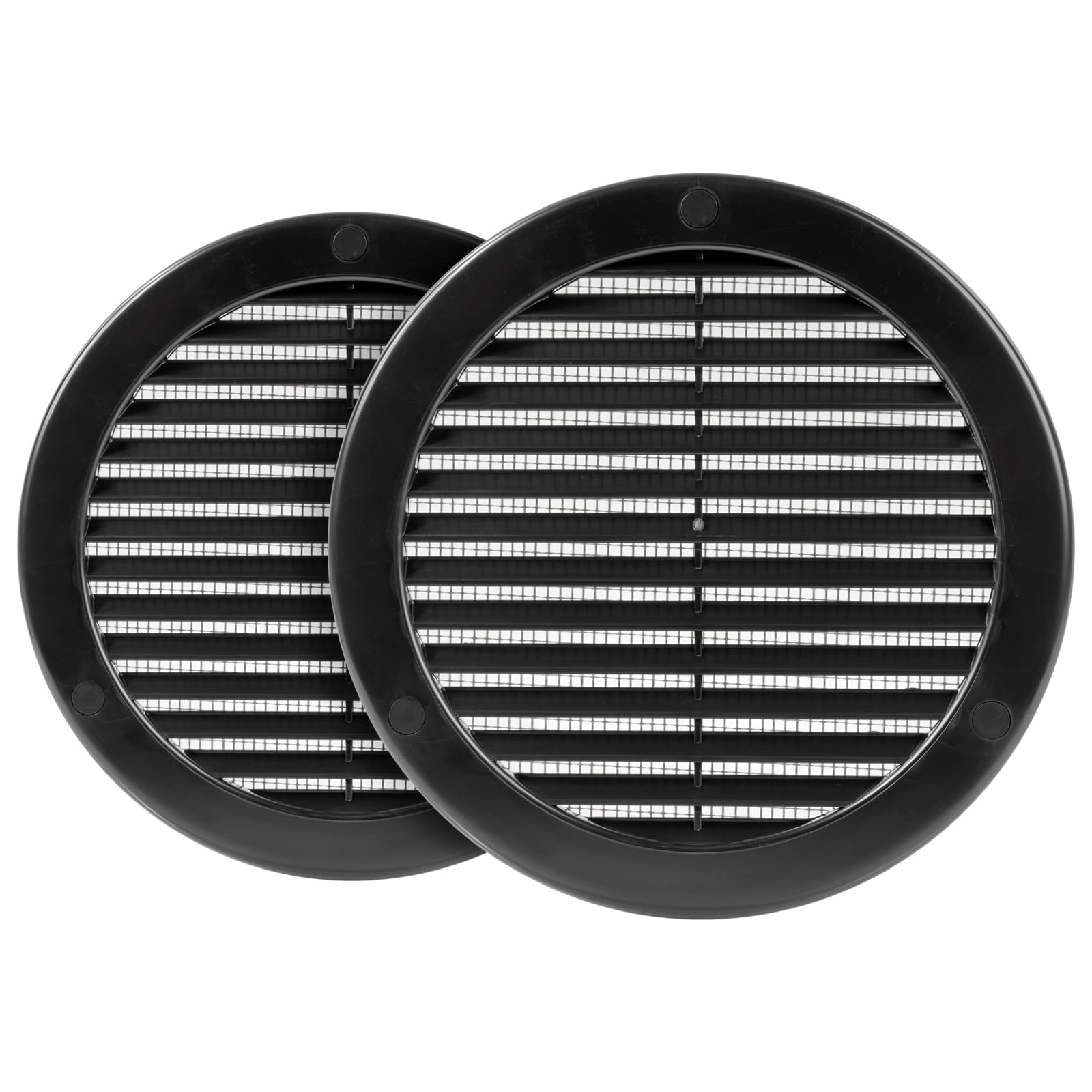 Photo 1 of HVAC OV 2pack 6" Inch (Grille Dimensions) Black Plastic Round Vent Cover - HVAC Air Return Grille - Built-in Protection Screen - 7.4" Inch (External Dimensions)