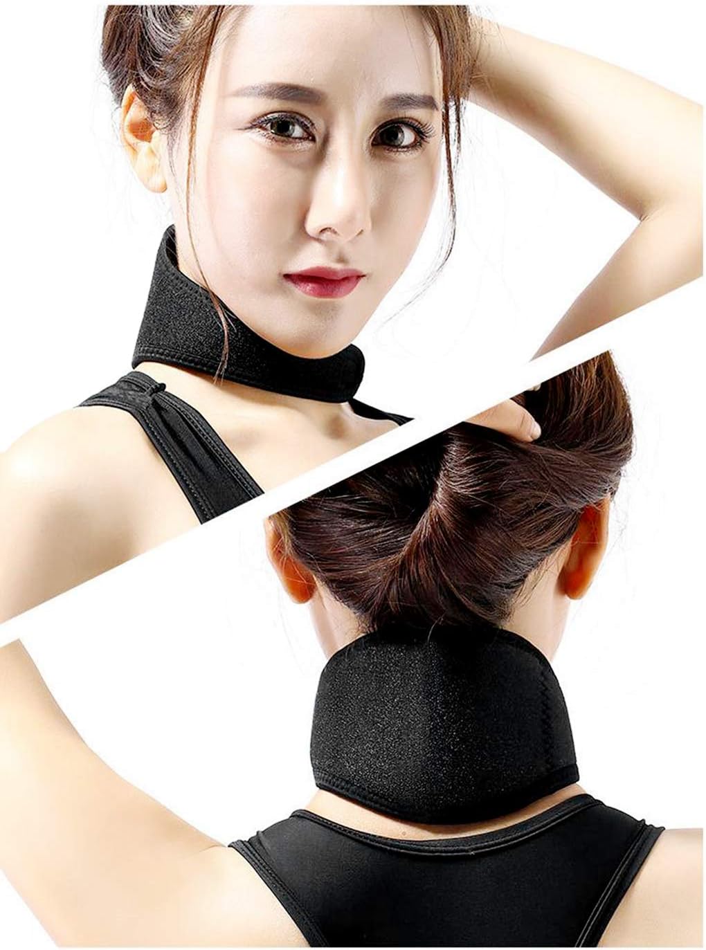 Medical Grade Neck Support Brace Strap for Neck Pain Relief and Bone Relaxer with Self Heating Neck Wrap and Tourmaline Adjustable Cervical Collar for Physical Therapy Arthritis - Image 3