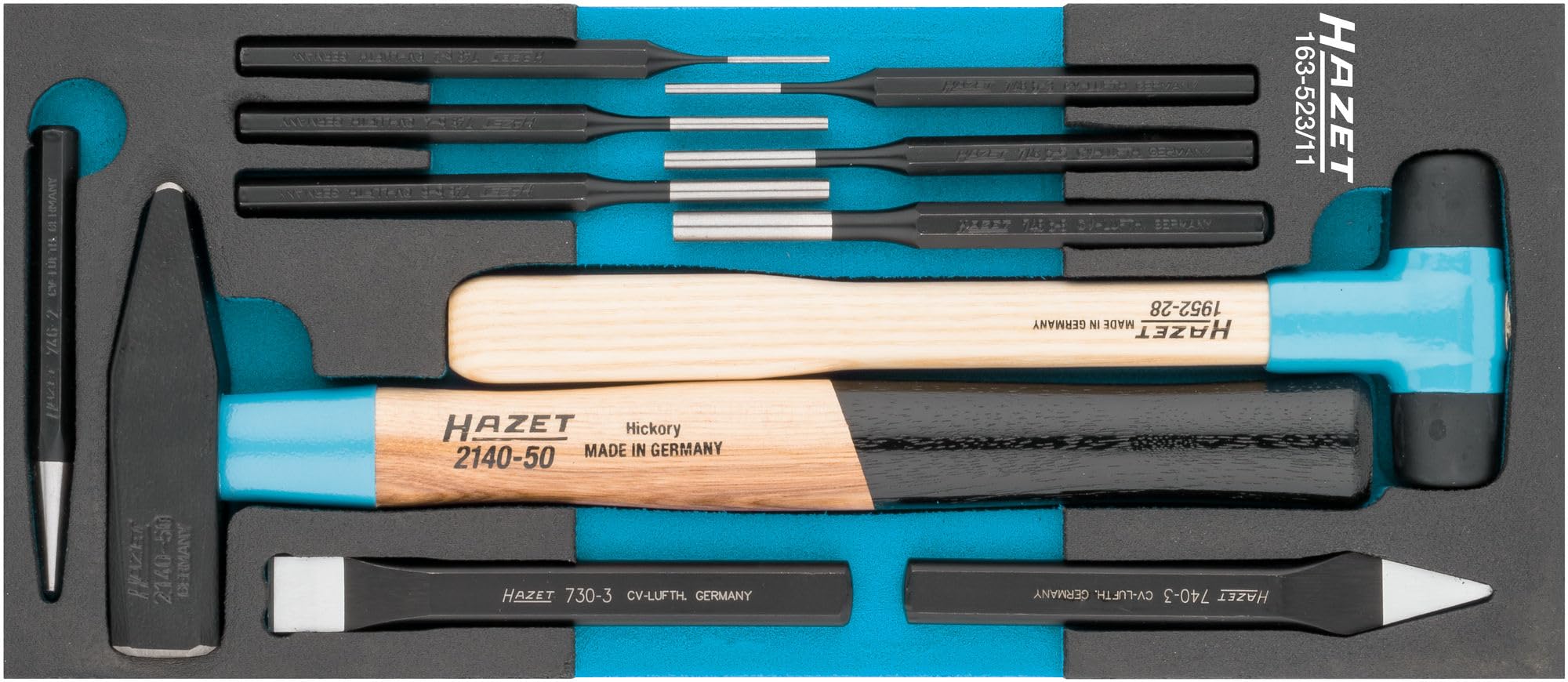 HAZET Tool set (11-piece tool set, safety insert system, 2-component soft foam insert) 163-523/11