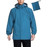 COOFANDY Men's Rain Jacket Waterproof Packable Raincoat Lightweight Windbreaker with Hood for Hiking Cycling