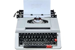 Vintage Working Typewriter with Dustproof Protective Cover – Fully Functional Retro Mechanical Machine Typewriter for Kids, A