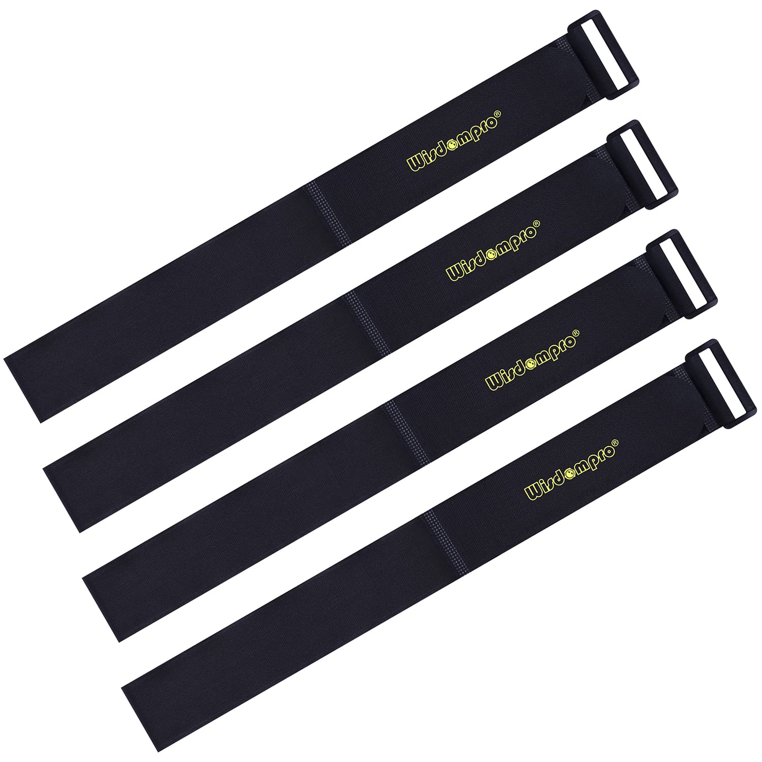 Extra Large [4 Pack] 2 x 37 Inches Hook and Loop Strap, Reusable Fastening Cable Tie Down Straps by Wisdompro - Reusable, Durable Functional Cinch Cable Straps for Your Home, Office, Workspace, Black