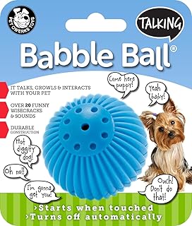 Pet Qwerks Talking Babble Ball - Interactive Chew Dog Toy - Small