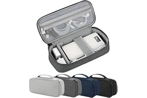 Travel Essentials Tech Pouch Electronics Organizer Case with Removable Dividers for Chargers, Cables & Accessories 25x12x6.5c