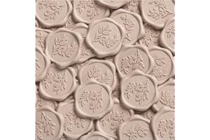 UNIQOOO Wax Seal Stickers - Eucalyptus Wedding Invitation Envelope Seal Stickers, 50 Pcs Self- Adhesive Taupe Stickers, Perfe