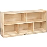 Spark &amp; Wow 5-Compartment Solid Wood Storage Cabinet | Includes Optional Wheels, Toy Shelf Organizer for Kids or Shelves for Classroom