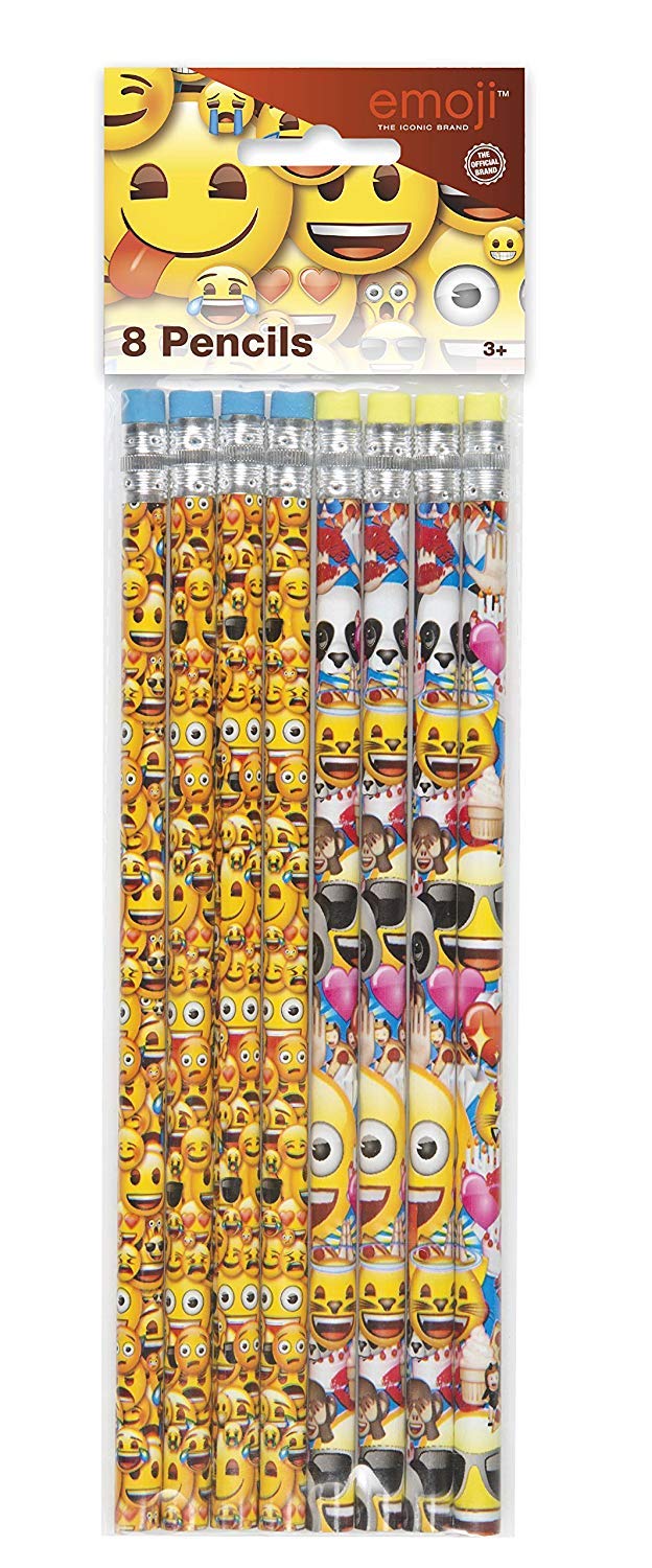 Unique Party 50621 - Emoji Pencils Party Bag Fillers, Pack of 8