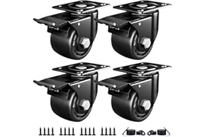 ANDUTEES 2 Inch Caster Wheels, Casters Set of 4, Heavy Duty Casters Load 2200lbs, Locking Swivel Plate Industrial Casters, Low Gravity Center Castor for Furniture and Workbench